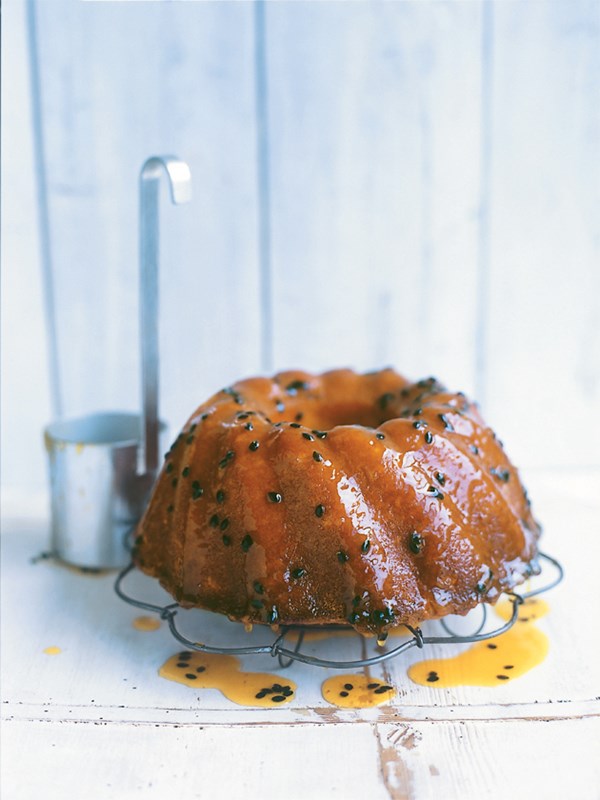 Yoghurt and passionfruit syrup cake