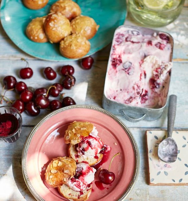 Yogurt and cherry ice cream 'sandwiches'