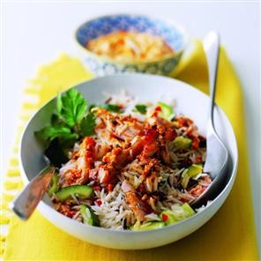Yogurt and harissa chicken and rice salad