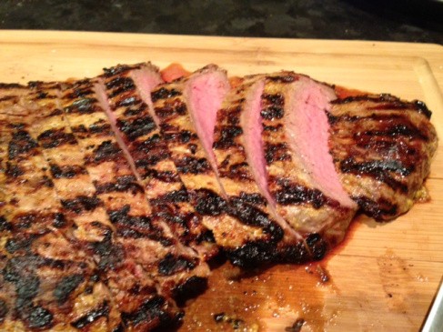 Yogurt and spice grilled flank steak