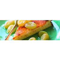 Yogurt cake with grapes stewed in syrup