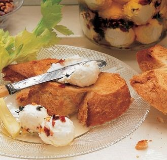 Yogurt cheese in olive oil