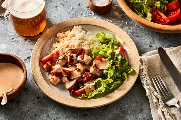 Yogurt-gochujang chicken with garlic butter rice