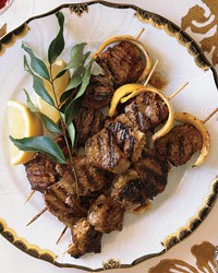 Yogurt-marinated lamb kebabs with lemon butter