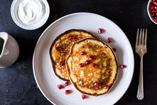 Yogurt pancakes with pomegranate