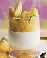 Yogurt panna cotta with pineapple granita