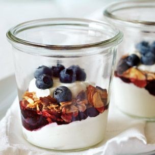 Yogurt parfaits with berry jam & granola