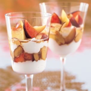 Yogurt parfaits with fresh fruit and honey