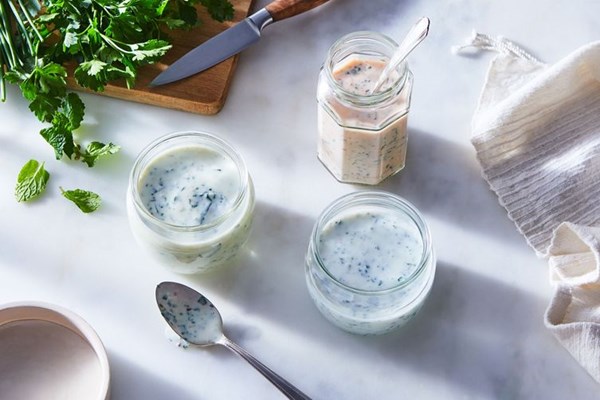 Yogurt ranch dressing, 3 ways: classic, spicy, or sweet