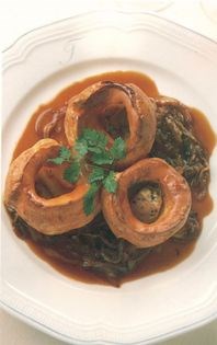 Yorkshire pudding with fresh foie gras and onion gravy [Brian Turner]