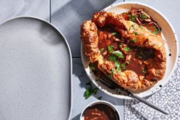 Yorkshire pudding with pancetta and Bordelaise sauce