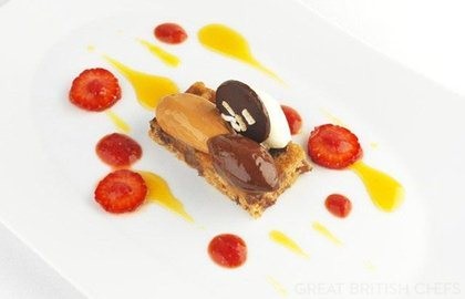 Yorkshire tea brack with marmalade, chocolate and caramel