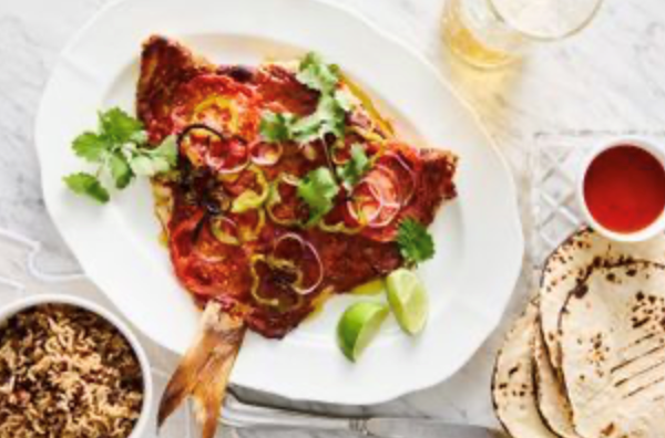 Yucatan-style achiote grilled fish in banana leaves (Pescado tikin xic) [Daniella Guevara Muñoz]