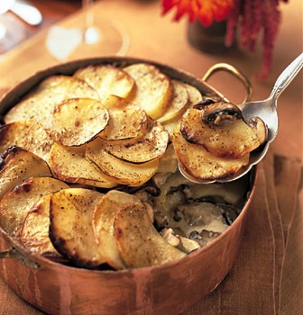 Yukon Gold potato and wild mushroom gratin