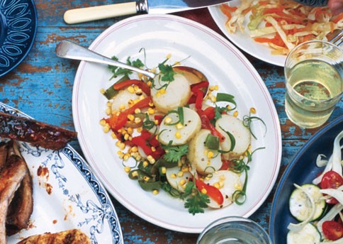 Yukon Gold potato salad with chiles, cilantro, and toasted cumin