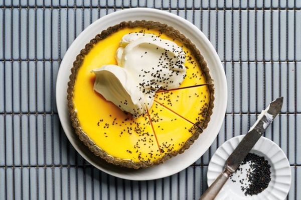 Yuzu and black sesame custard tart