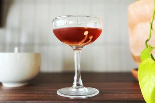 Yuzu-mushroom martini