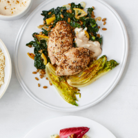 Zaatar chicken and freekeh with date yogurt
