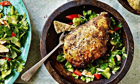 Za'atar chicken with fattoush