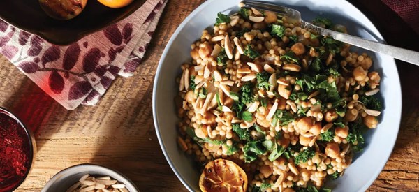 Za’atar couscous with kale [charred lemons]