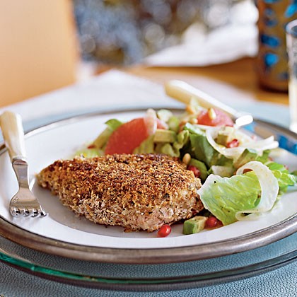 Za'atar-crusted chicken schnitzel