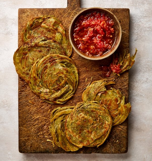 Za'atar parathas with grated tomatoes