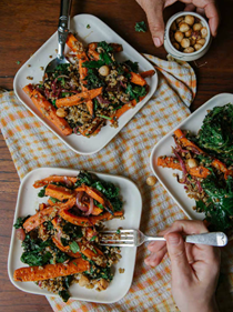 Za'atar-roasted carrots with kale, freekeh and blood orange-maple dressing
