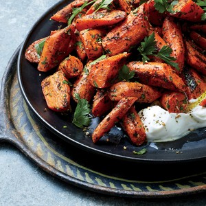 Za'atar-roasted carrots with labne