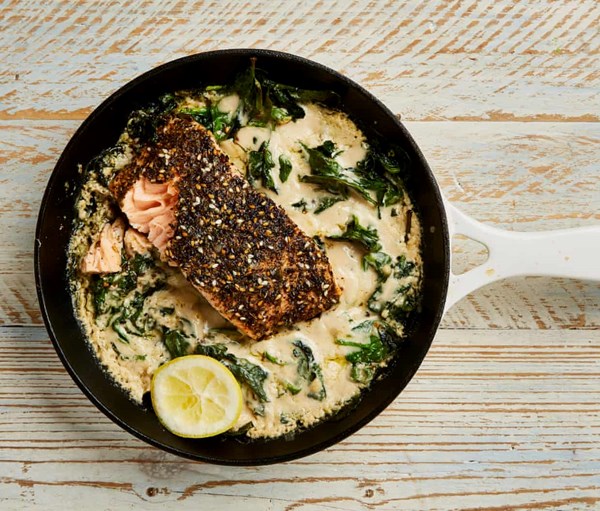 Za'atar salmon baked in tahini