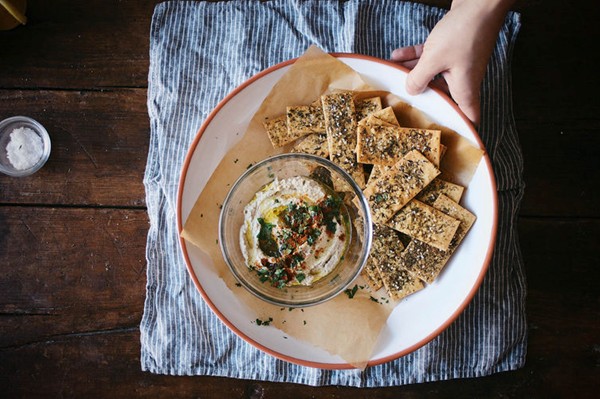 Za'atar-spiced chickpea crackers with Maldon sea salt