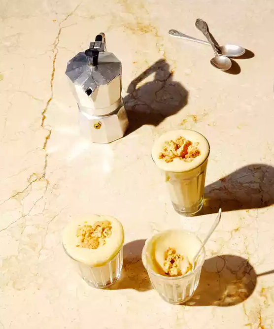 Zabaione custard with amaretto biscuits [Veneto]
