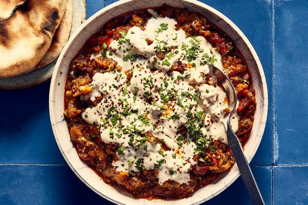 Zalouk with tahini