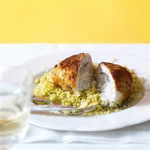 Zatar-stuffed chicken with lemon couscous