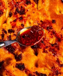 Zesty chili crisp focaccia