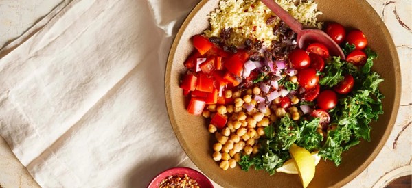 Zesty kale and couscous breakfast bowl 