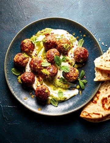 Zesty lamb meatballs with ricotta and speedy mint shatta