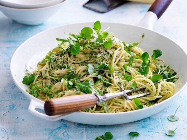 Zesty lemon & rocket pesto spaghetti