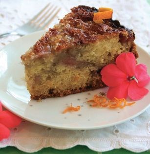 Zesty rhubarb ripple cake