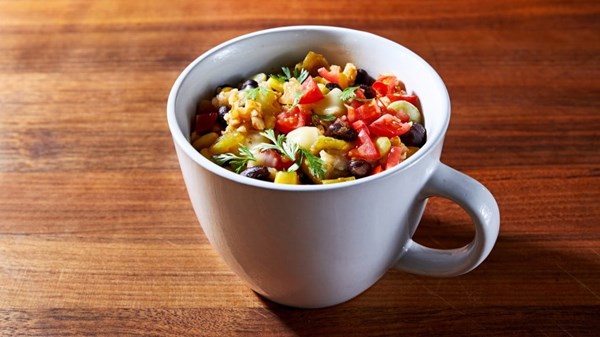 Zesty rice, corn, bean and green chile salsa bowls