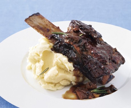 Zinfandel-braised beef short ribs with rosemary-parsnip mashed potatoes