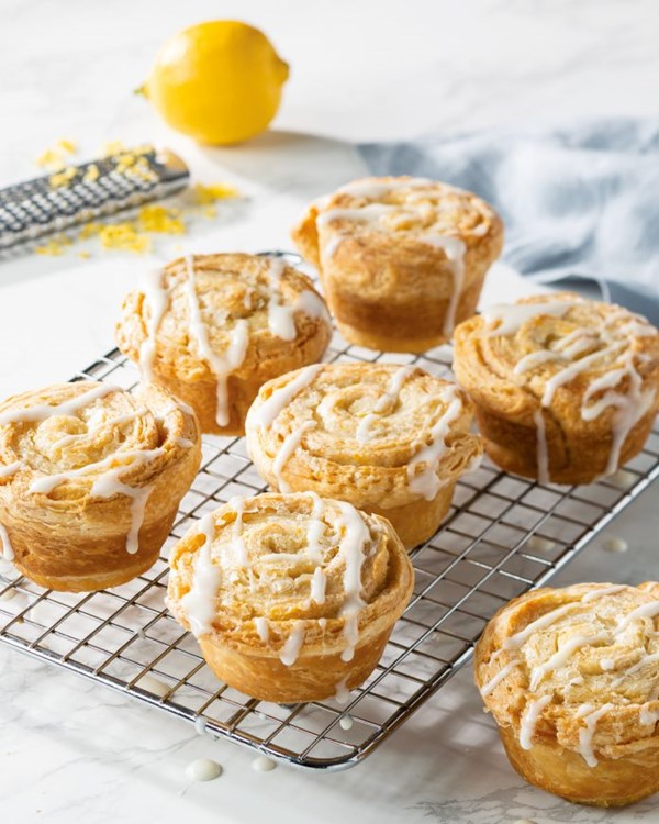 Zingy lemon roll biscuits with lemon-cream cheese drizzle