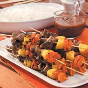 Zippy peanut steak kabobs
