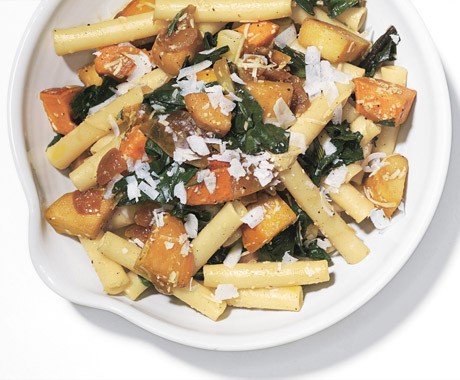 Ziti with skillet-roasted root vegetables