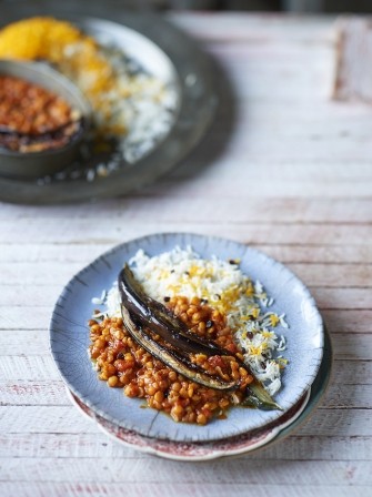 Zohreh's yellow split pea & aubergine stew