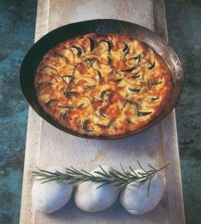 Zucchini & cheddar clafoutis with rosemary