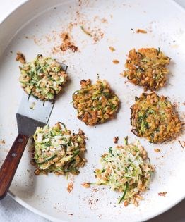Zucchini & farro fritters with lemon & mint