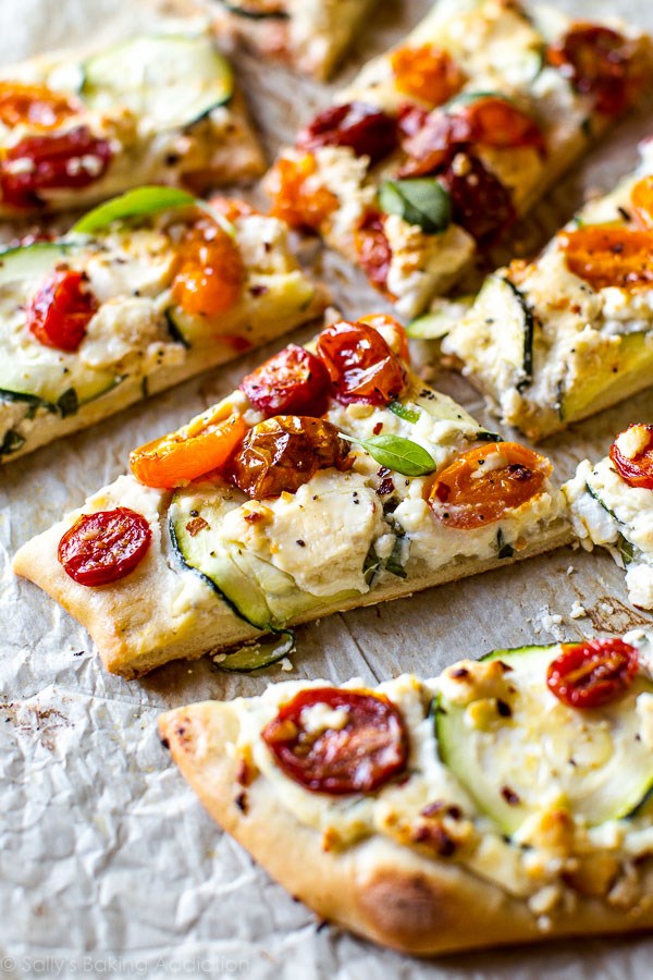 Zucchini & herbed ricotta flatbread
