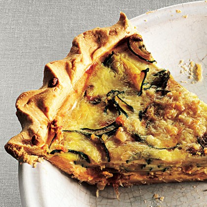 Zucchini and caramelized onion quiche