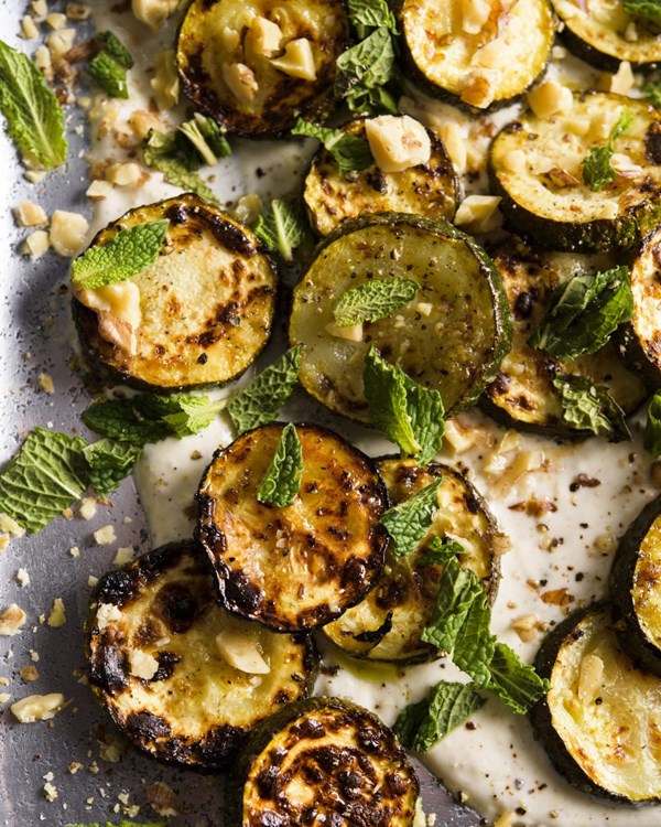 Zucchini and chickpea salad with tahini yogurt