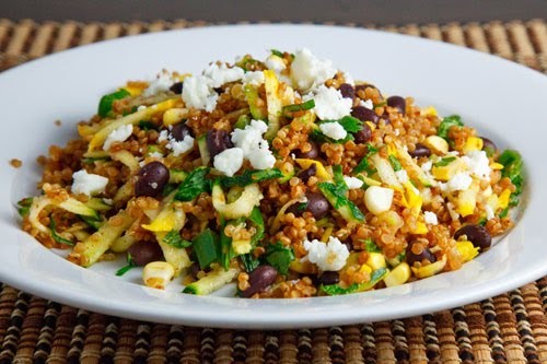 Zucchini and corn taco seasoned quinoa salad